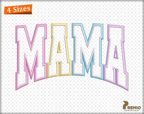 Mama Applique Embroidery Design Curved Mama Repositional Hoop Embroidery Design Mom Applique