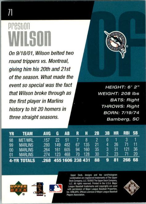 2002 Upper Deck Diamond Connection 71 Preston Wilson EBay