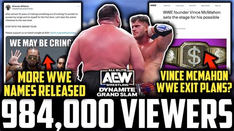 Aew Dynamite Grand Slam 984 000 Viewers More Wwe Releases Revealed