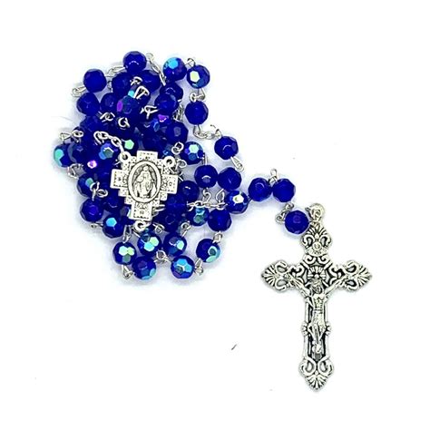 Shiny Dark Blue Rosary Catholic Devotions