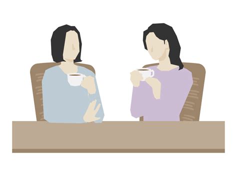 カフェでコーヒーを飲む二人の女性のイラスト 無料のフリー素材 イラストエイト