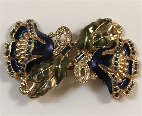 Rare Vintage Enamel Rhinestone Coro Duette Glass Brooch Pin Clip Ebay