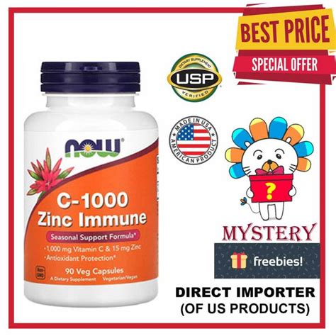 Now Foods C 1000 Zinc Immune Vitamin C 1 000 Mg Zinc 15 Mg 90