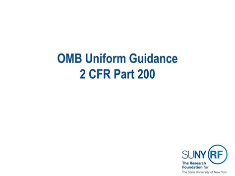 PPT OMB Uniform Guidance 2 CFR Part 200 PowerPoint Presentation Free