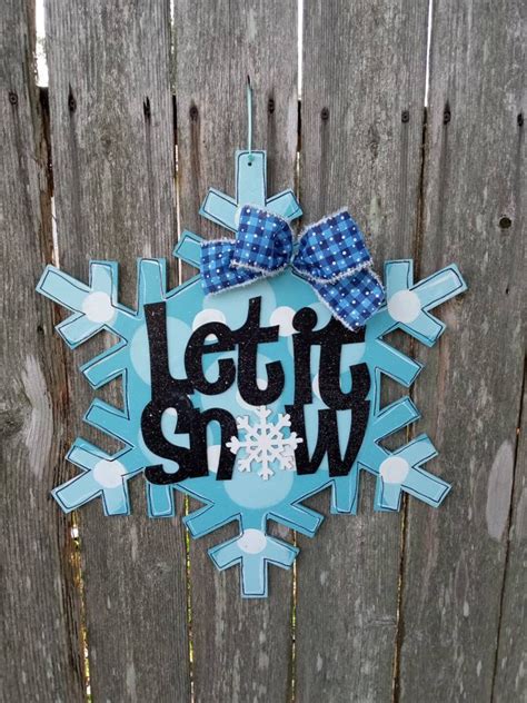 Snowflake Door Hanger Winter Door Hanger Winter Decor Christmas Door