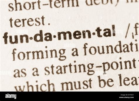 Definition Of Word Fundamental In Dictionary Stock Photo Alamy