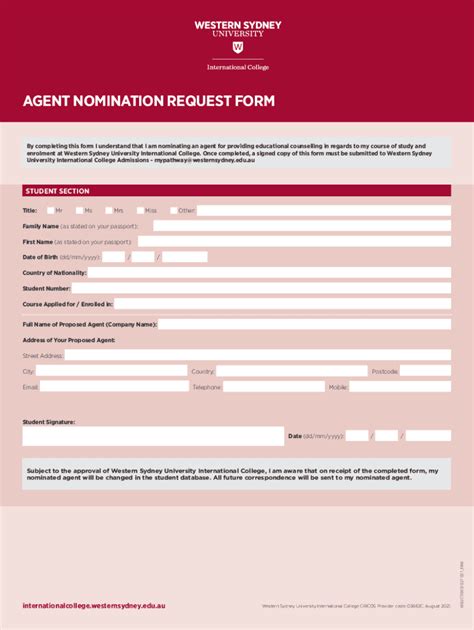 Fillable Online AGENT NOMINATION REQUEST FORM Fax Email Print PdfFiller