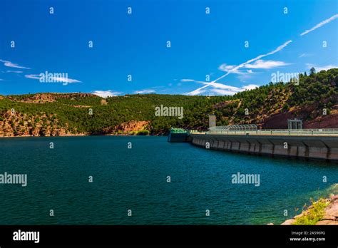 Flaming Gorge Dam Flaming Gorge National Recreation Area Stock Photo