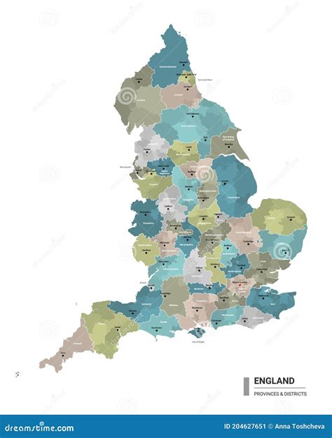 Mapa Politico De Inglaterra Con Regiones Y Sus Capitales Stock De Images