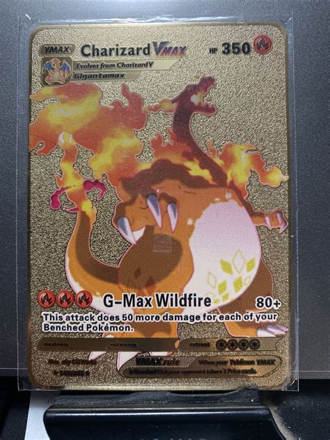 Mavin Pokemon Shiny Gold Charizard Card Vmax Metal Collectable Card