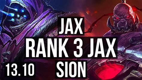 Jax Vs Sion Top Rank Jax Kr Challenger Youtube