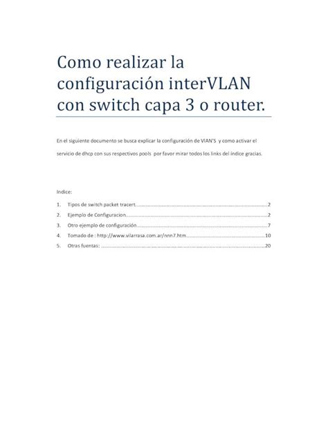 PDF Como Realizar La Configuración InterVLAN Con Switch Capa 3 o