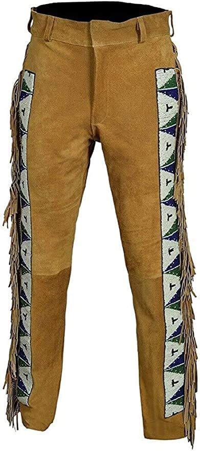 Naya Men S Native American Genuine Suede Leather Pants Sioux Hand Made