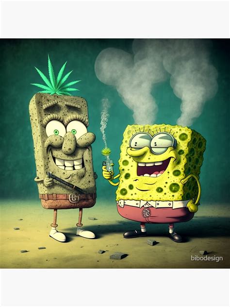 Spongebob And Patrick Smoking Weed Cannabis Cartoon Art Sticker