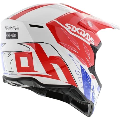 Capacete Airoh Wraap Six Days France Azul Branco Vermelho Grid Motors