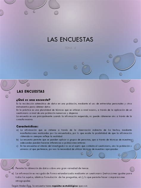 Tema 4 Las Encuestas Pdf Cuestionario Muestreo Estadísticas