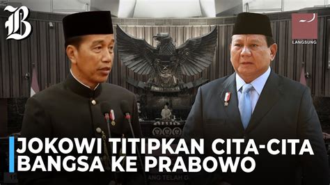 Jokowi Serahkan Tongkat Estafet Kepemimpinan Kepada Prabowo Youtube