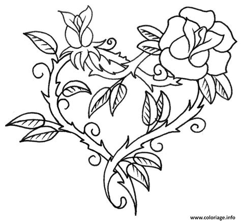 Coloriage Rose En Forme De Coeur JeColorie