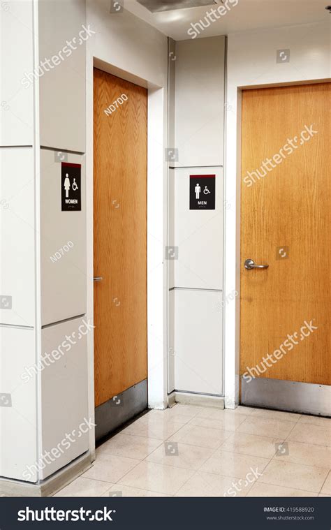 restroom doors office building stock photo  shutterstock