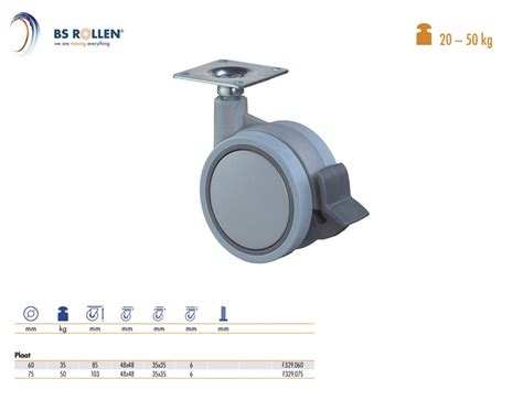 Dubbel zwenkwiel met rem Ø 75 mm DKMTools Transportwielen