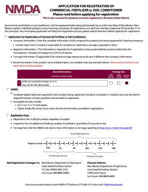 Fillable Online Nmda Nmsu Fertilizer Soil Conditioner Registration