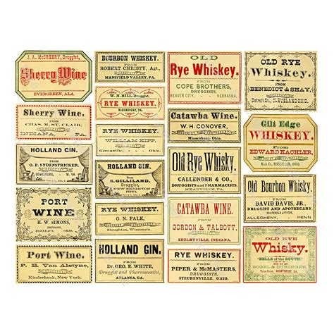 Old Fashioned Apothecary Labels, General Store Bottles, 20 Whiskey ...