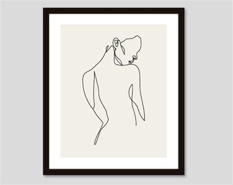 Abstract Line Art Minimal Nude Line Drawing Modern Wall Art Abstract Woman Line Drawing