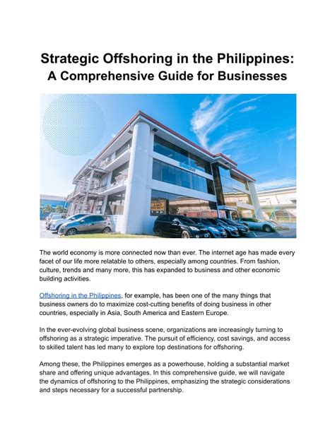 PPT Strategic Offshoring In The Philippines A Comprehensive Guide