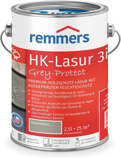 Remmers Hk Lasur In Grey Protect Silbergrau Liter Holzlasur F R