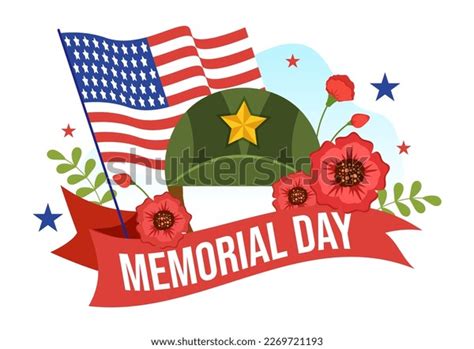 Memorial Day Illustration American Flag Remember Stock Vector Royalty