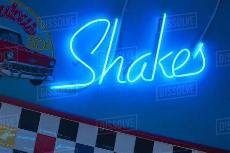 Neon Sign In 50s Style Diner Stock Photo Dissolve