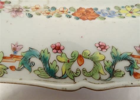 Proantic Plat Ovale Porcelaine Compagnie Des Indes Oiseaux H Rons Fl