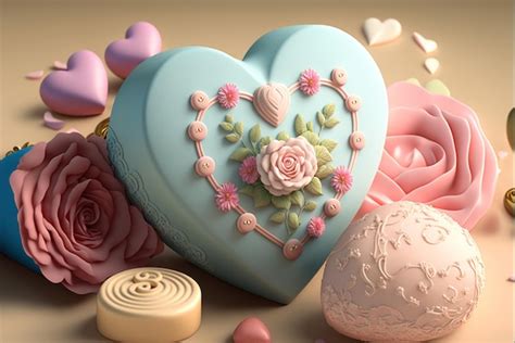 Premium AI Image | A heart shaped cake with pink roses on it