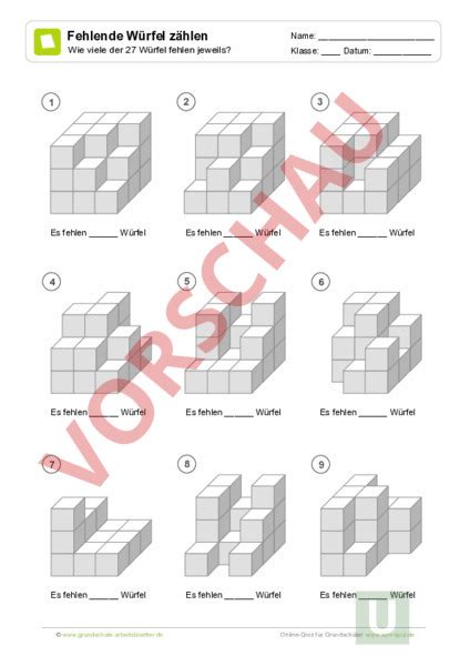 Arbeitsblatt W Rfel Geometrie K Rper Figuren