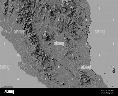 Pahang State Of Malaysia Bilevel Elevation Map With Lakes And Rivers