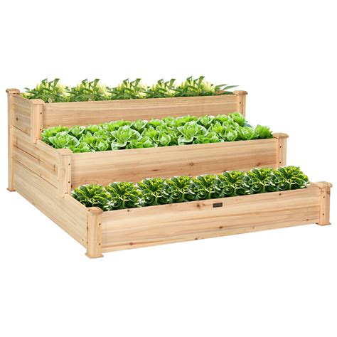 Buy Gymax Outdoor Garden 3 Tier Wooden Elevated Raised Vegetable