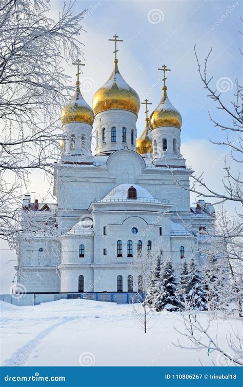 Catedral Del Arcángel Michael En Invierno En Arkhangelsk Rusia Imagen