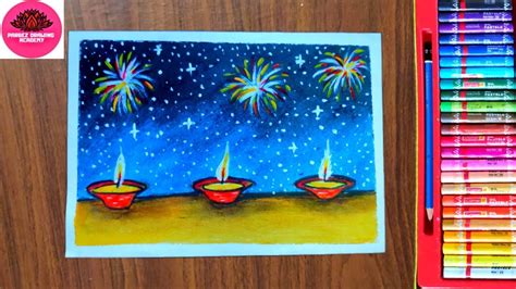 How To Draw Diwali Festival Drawing With Oil Pastels For Beginners