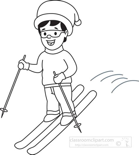 Sports Outline Clipart Boy Downhill Skiing Clipart