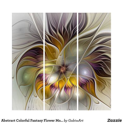 Abstract Colorful Fantasy Flower Modern Fractal Triptych Zazzle