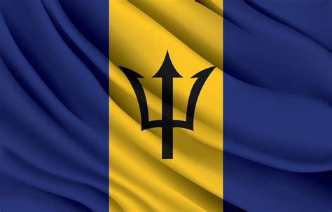 bandera nacional de barbados ondeando ilustración vectorial realista