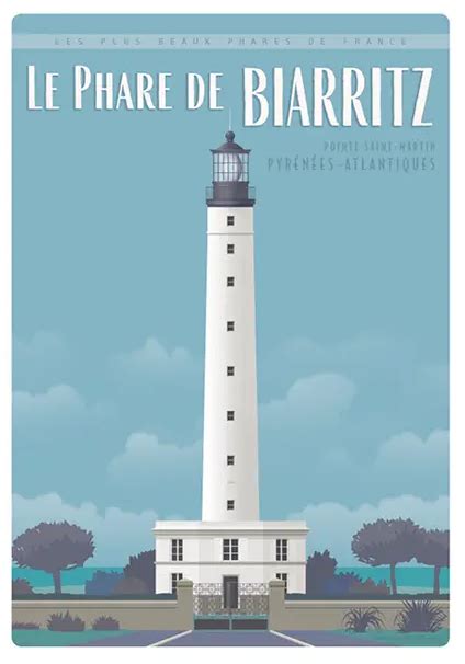 Affiche Travel Poster Phare De Biarritz Bleu Ciel X L Imagier