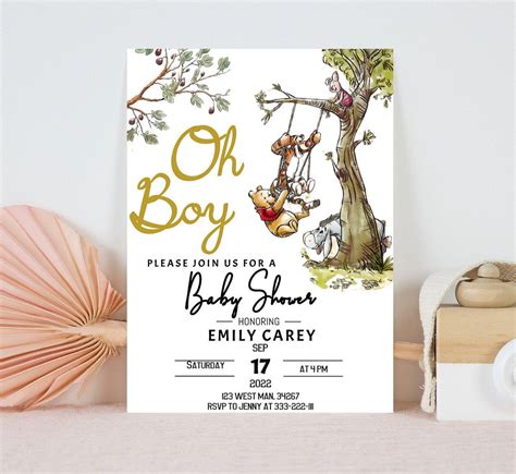 Pooh Classic Winnie The Pooh Baby Shower Invitation Winnie The Pooh