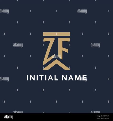 Zf Initial Monogram Logo Design In A Rectangular Style With Curved Side Ideas Stock Vector Image