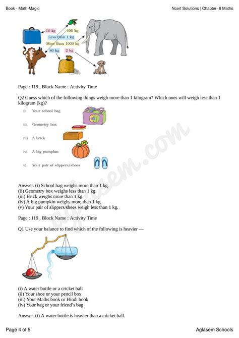 Ncert Solutions For Class 3 Maths Chapter 8 Who Is Heavier Question Answer Pdf Aglasem