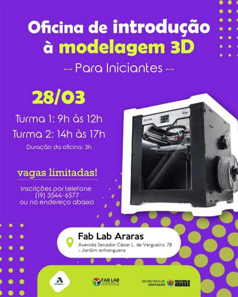 Fablab Abre Inscri Es Para Oficina Gratuita De Introdu O Modelagem