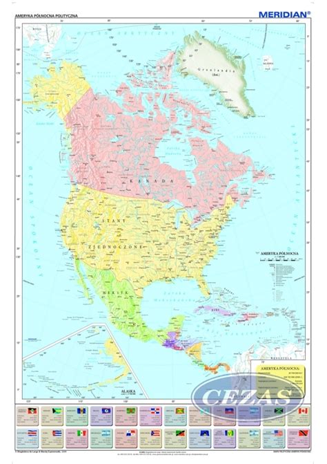 MAPA ŚCIENNA AMERYKI PÓŁNOCNEJ I ŚRODKOWEJ POLITYCZNA MER262