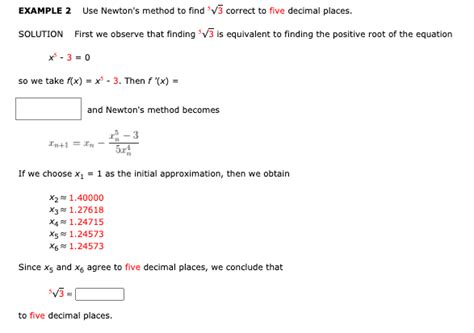 Solved Example 2 Use Newtons Method To Find V3 Correct To