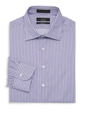 Saks Fifth Avenue Modern Classic Fit Striped Dress Shirt In Light Blue