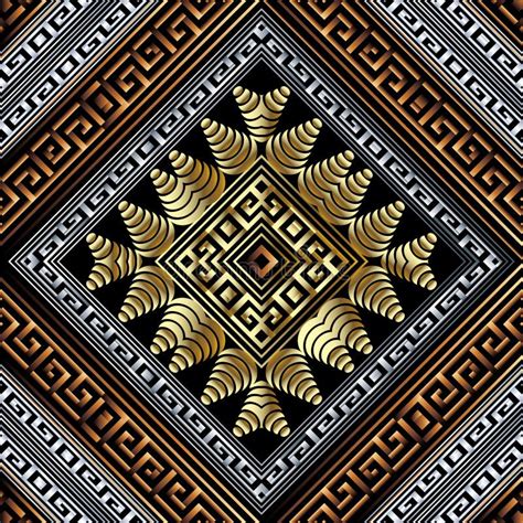 Striped Gold 3d Vector Seamless Border Pattern Greek Style Modern